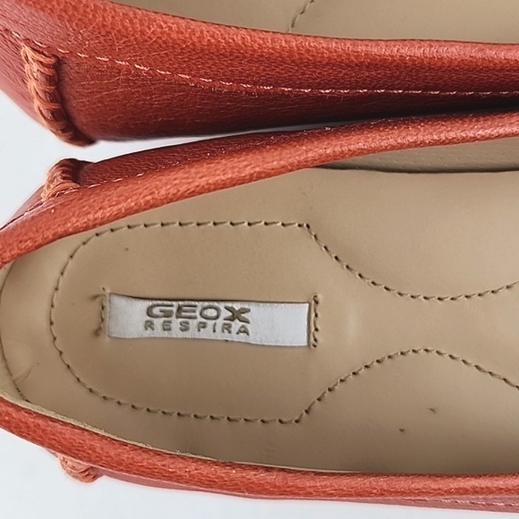 GEOX Women's Orange White Leather Flat Casual Loafer Shoe Almond Toe Size 37.5 - Picture 11 of 16